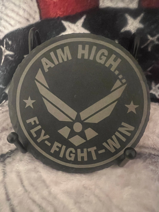 Aim High Fly-Fight-Win Design Slate Coaster