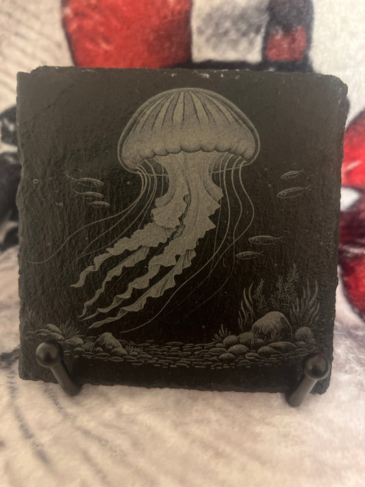 Jellyfish Design Slate Coaster