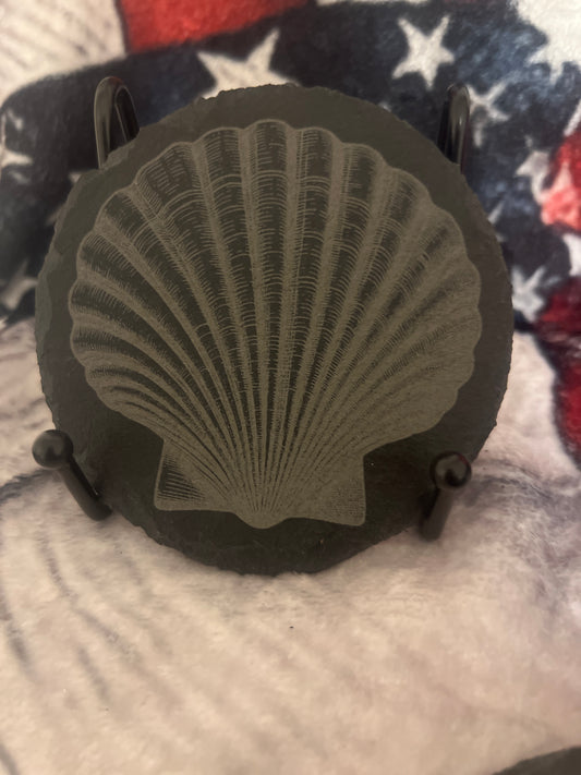 Fathomless Scallop Design Slate Coaster